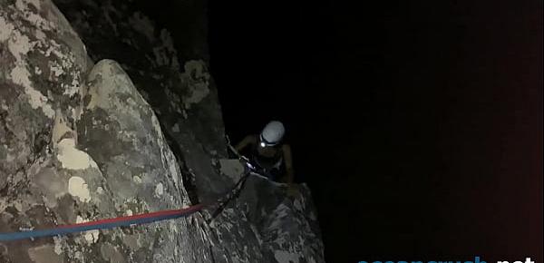  ROCK CLIMBING at night OUTDOOR adventure | blowjob and face mask with naughty sportive girl - Ocean Crush
